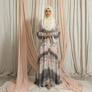 Blush Grace Printed Abaya
