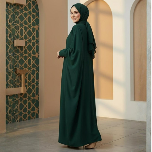 Classic Dark Green Nida Abaya