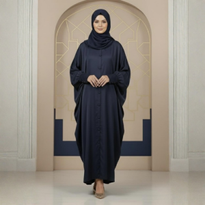 Flowing Navy Blue Kaftan Style Abaya