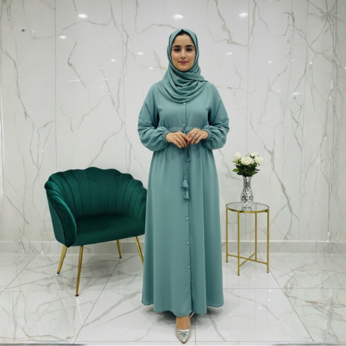 Mint Green Abaya with Drawstring Waist