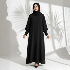 Noir Elegance Front-Open Abaya