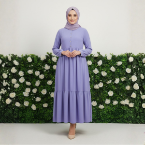 The Lilac Flow Abaya with Ruffle Hem