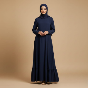 The Navy Blue Tiered Ruffle Abaya