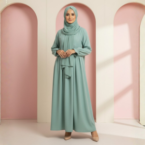 The Seafoam Modesty gown with Shirred Cuffs