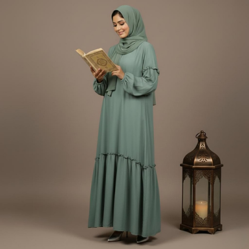 The Tiered Ruffle Abaya with Shirred Sleeves
