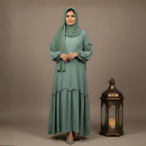 The Tiered Ruffle Abaya with Shirred Sleeves