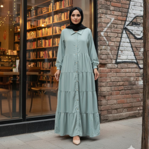 Urban Chic: Sage Green Tiered Abaya